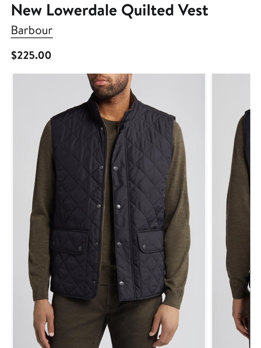 Barbour Navy Lowerdale Quilted Snap-Front Vest